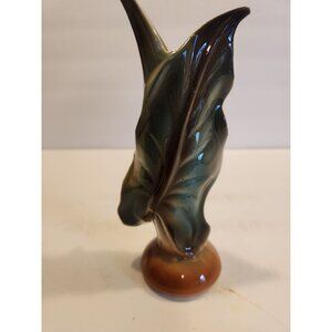 Vintage 1950s Shawnee Pottery 823 Banana Leaf Vase Brown Green